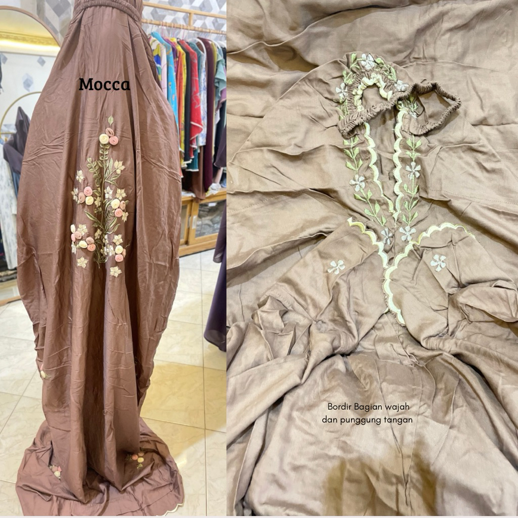Mukena terusan bordir / mukena terusan / Mukena terusan Rayon / mukena terusan cantik / mukena terus