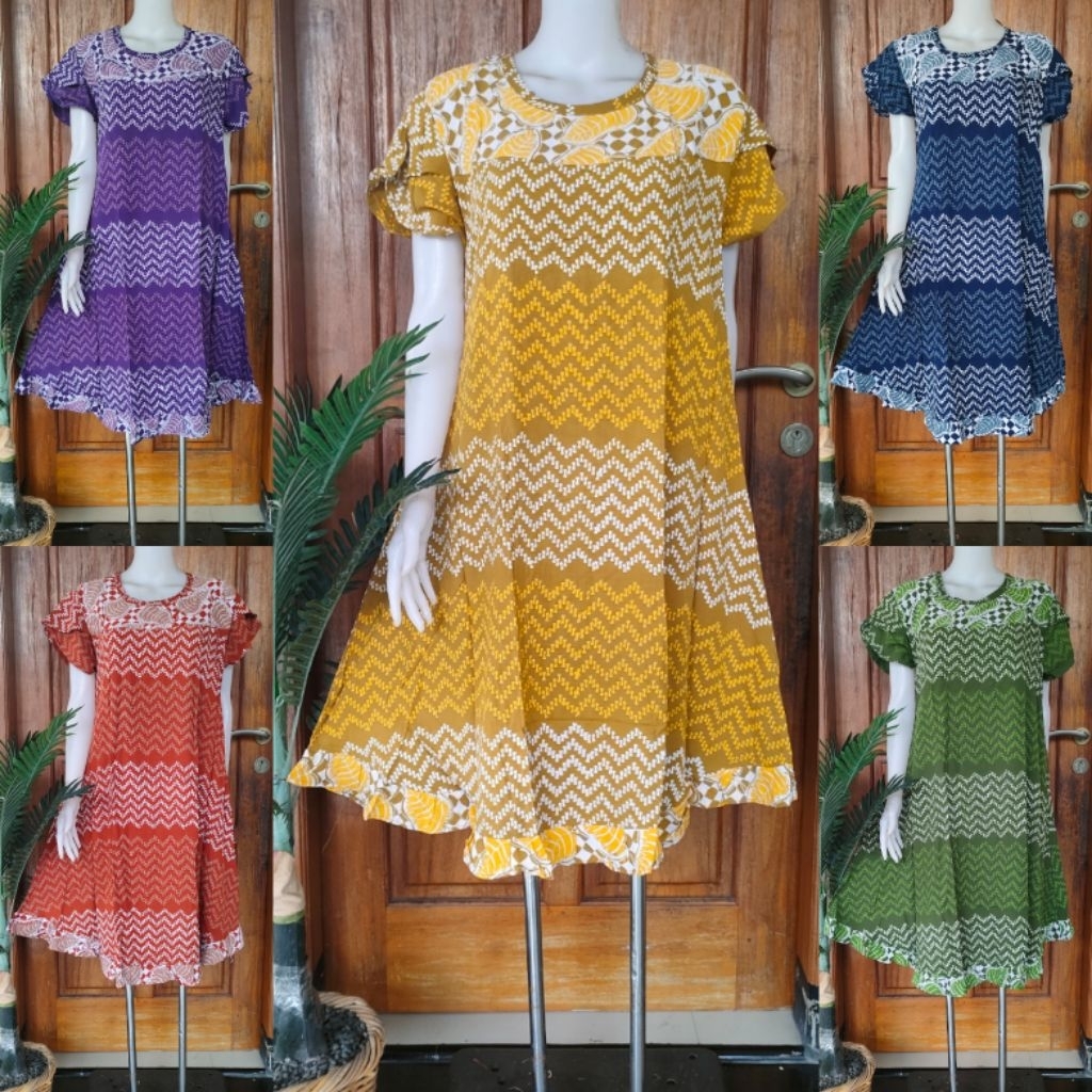 Daster Pendek Terbaru Rosmalia Batik Qonita Lengan Pendek Busui Ld 110