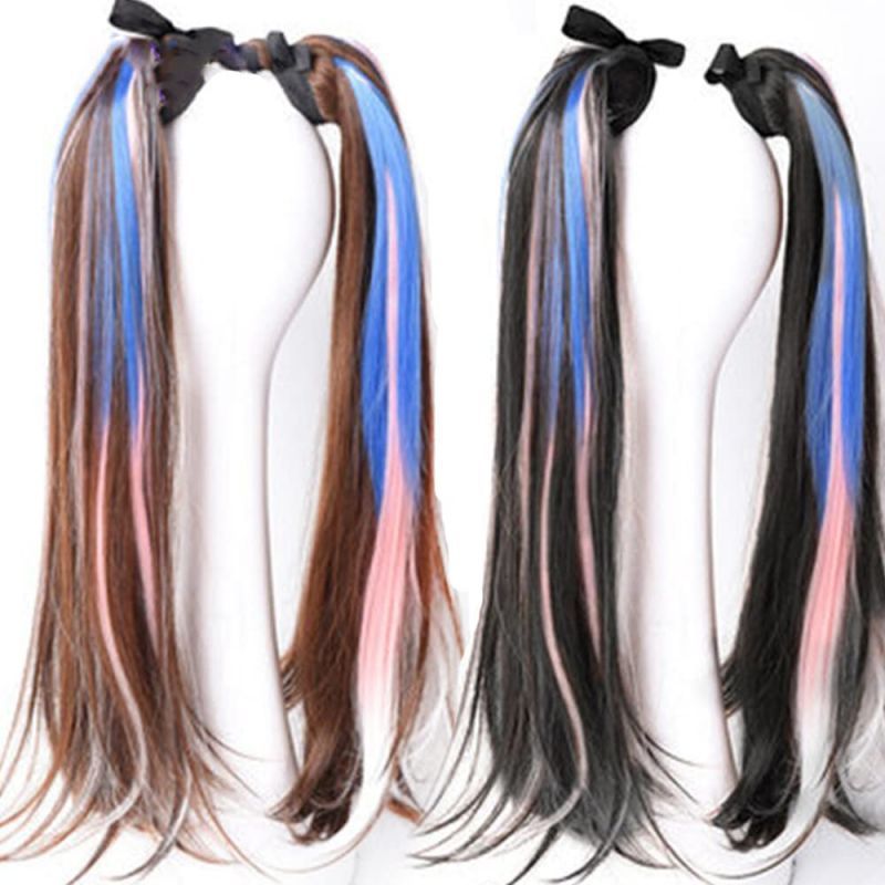 Wig Ponytail Lurus Ponitail Wik Rambut Panjang Wanita Perlengkapan Gudang Estetik