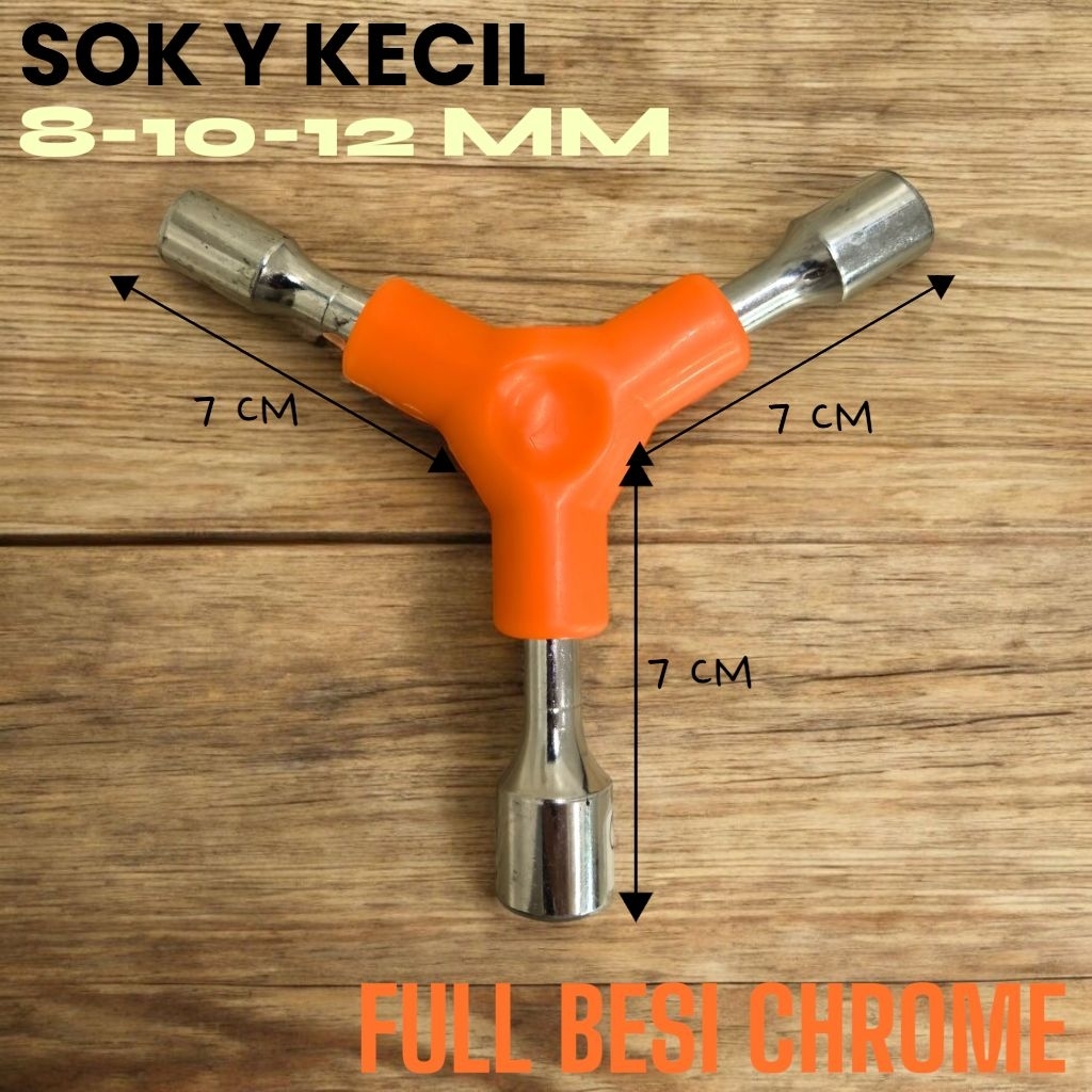 KUNCI SOK Y 8-10-12MM KECIL FULL BESI CHROME LAPIS PLASTIK MURAH Q8062