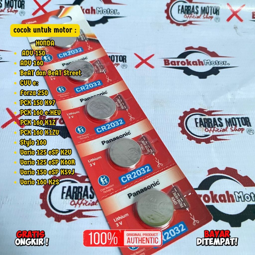 BATERAI REMOTE PANASONIC TIPE (CR2032) HONDA SCOOPY VARIO PCX