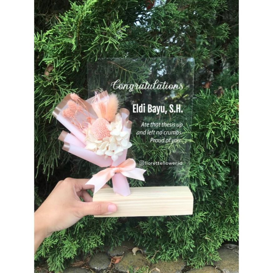 [Ready Bandung] Papan Bunga Mini Wisuda Akrilik Graduation Flower Acrylic Gift Hadiah Ultah Cewek Ka