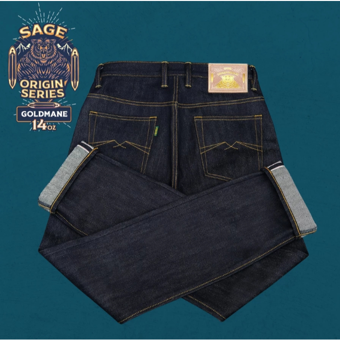Celana Jeans Sage Origins : Goldmane 14oz Sanforized Extra Deep Indigo Selvedge Denim