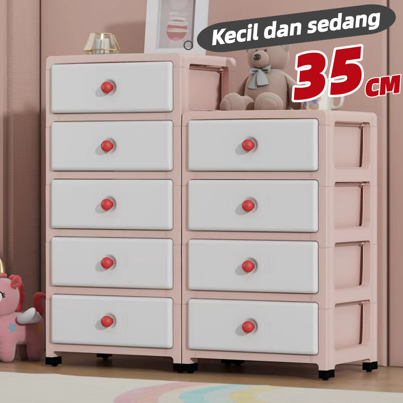 35CM-Rak Laci Serbaguna Minimalis Estetik - Lemari Plastik Susun 6 Tingkat  Anti Debu Hemat Tempat M