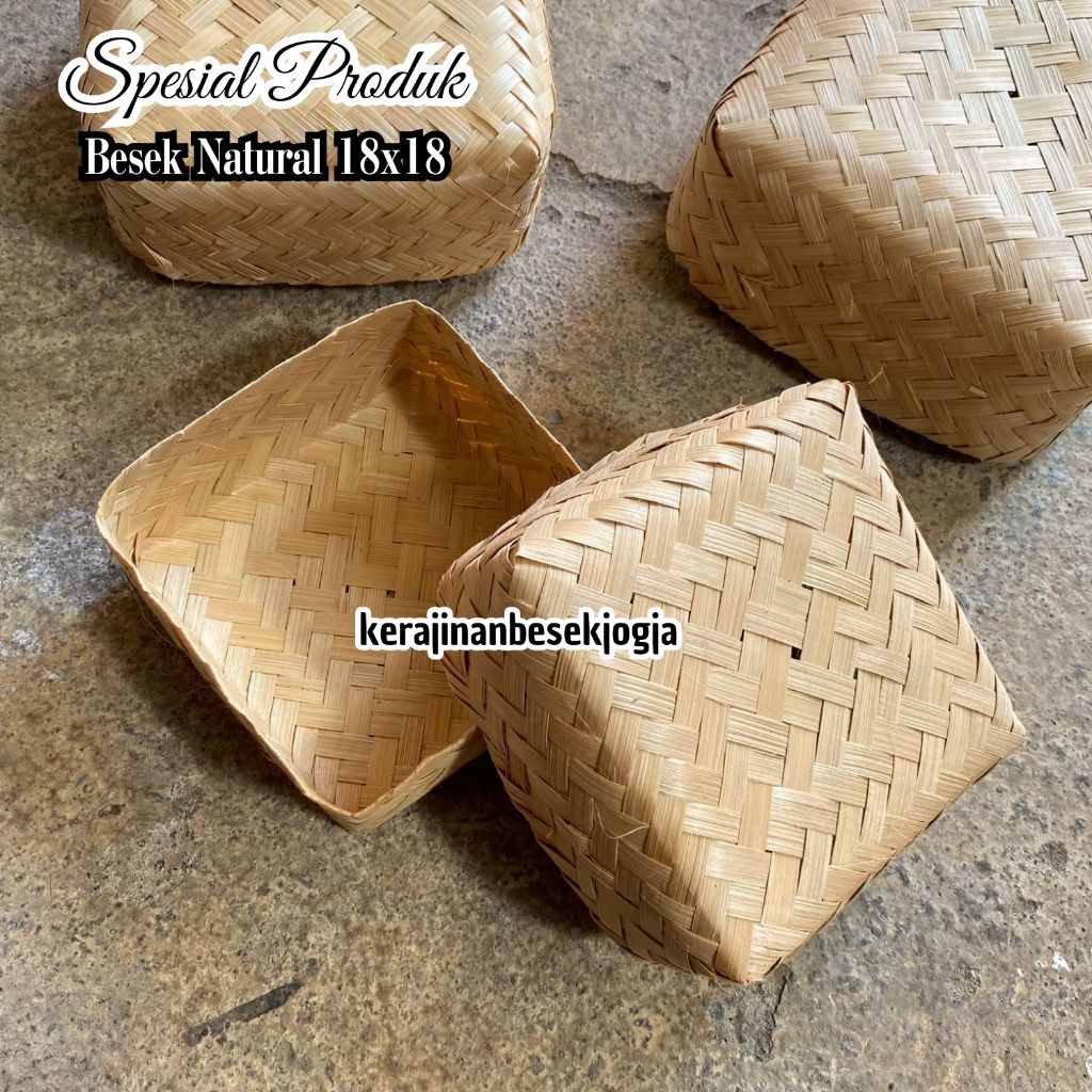BESEK NATURAL 18X18 CM | besek natural asli bambu tanpa pewarna besek asli jogja besek anyaman besek