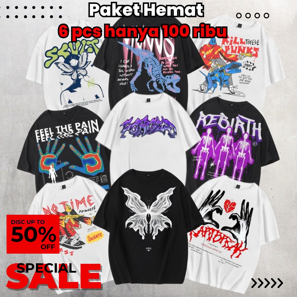 PROMO 5 PCS 100 RIBU KAOS PRIA DISTRO BANDUNG / KAOS PRIA DEWASA KEREN CUMAN 100 RB 5 PCS