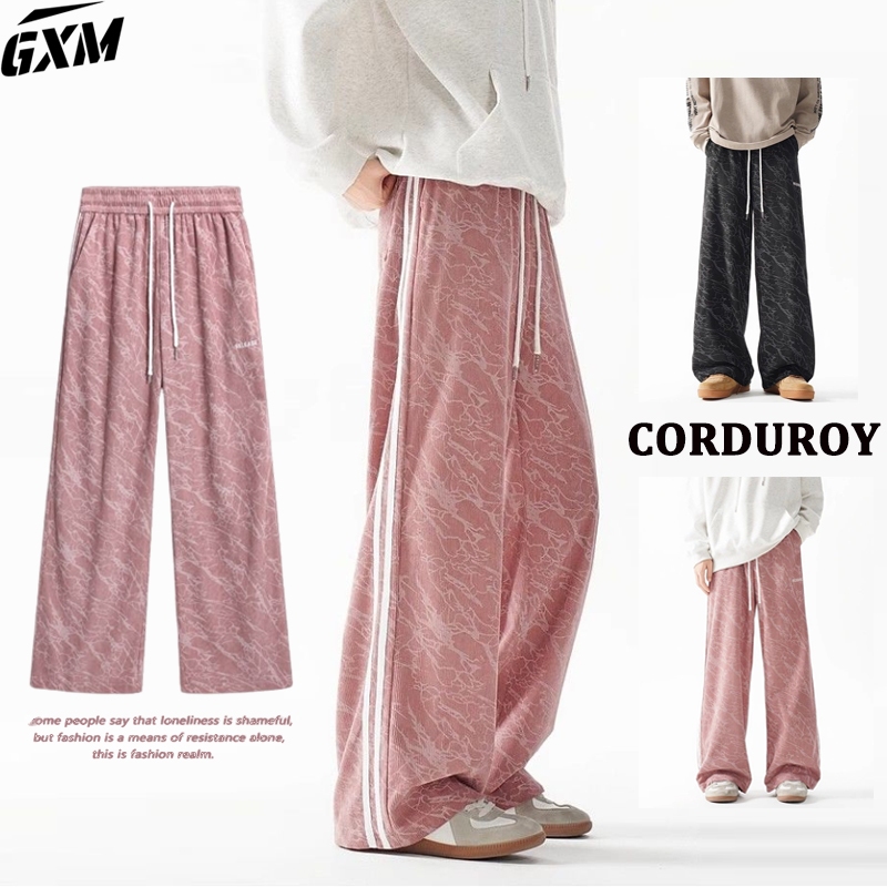 Celana corduroy panjang pria jumbo corduroy Pants celana oversize pria celana pinggang karet pria ko