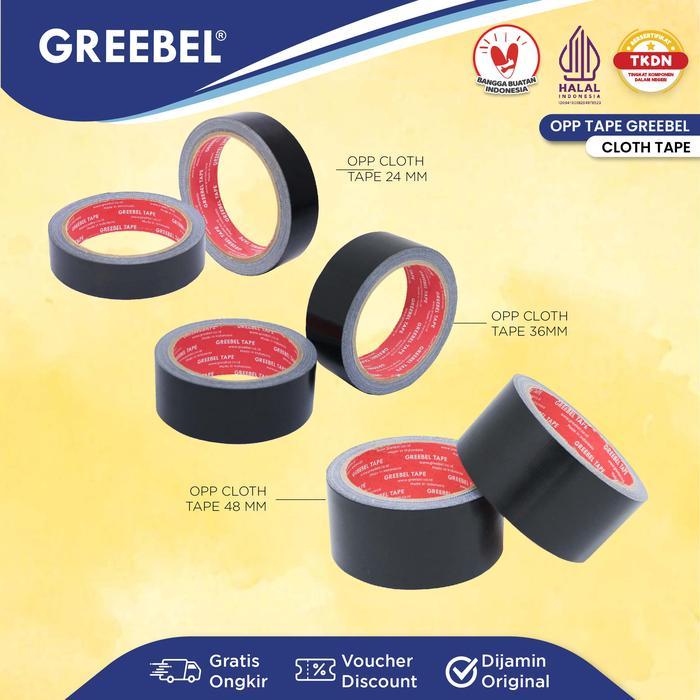 Lakban Kain Hitam GREEBEL / Lakban Hitam Cloth Tape 24mm/36mm/48mm