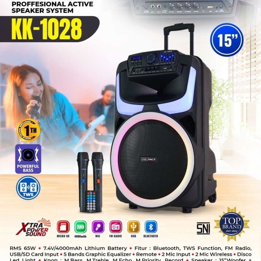 Advance Speaker Professional Portable Speaker Aktif 15 Inch KK-1028