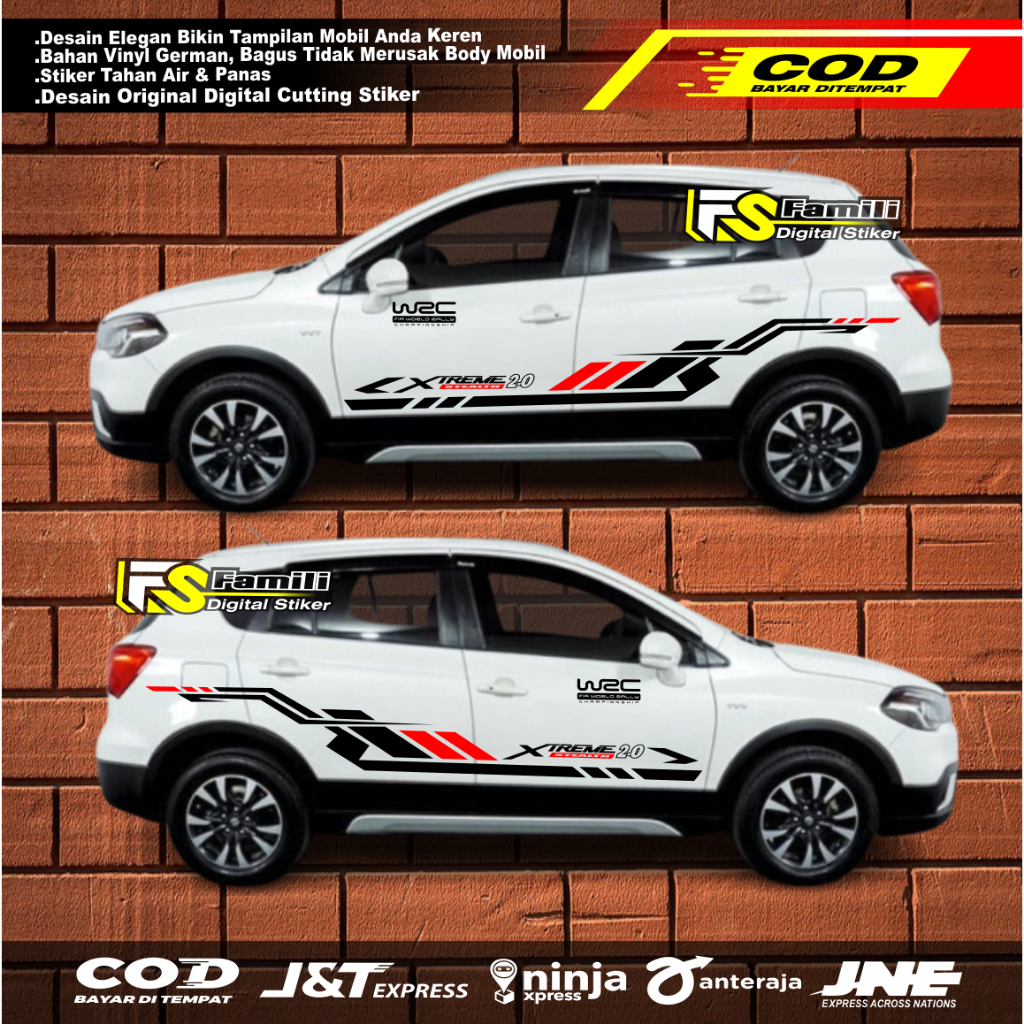 STICKER STIKER MOBIL X OVER CUTTING STICKER MOBIL SUZUKI SX4 S X-OVER CUSTOM TEXT