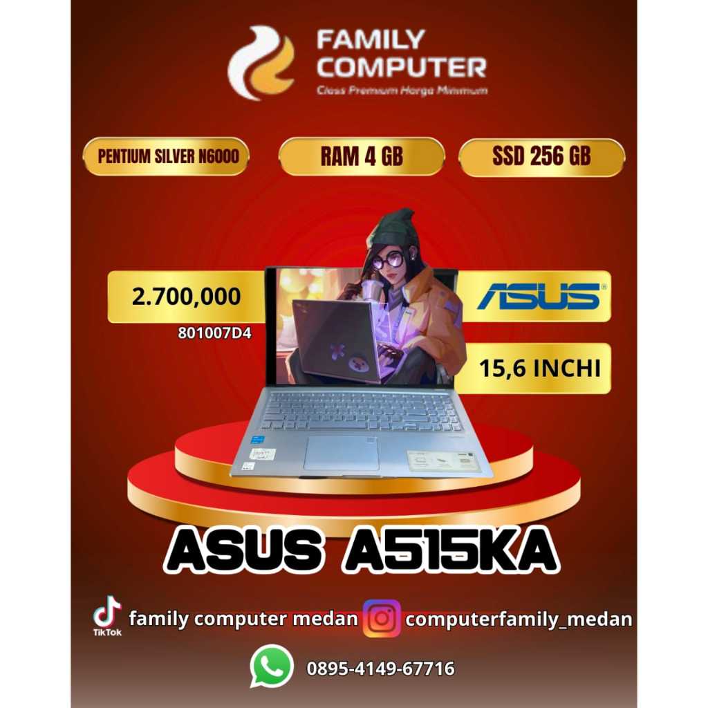 ASUS A515KA | PENTIUM SILVER N6000 | RAM 4GB | SSD 256GB