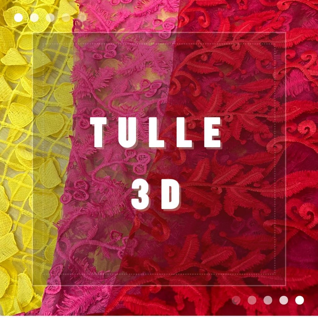 Tulle 3D Rumbai / Kain Rumbai / Dangling / Bordir / Tulle Koin