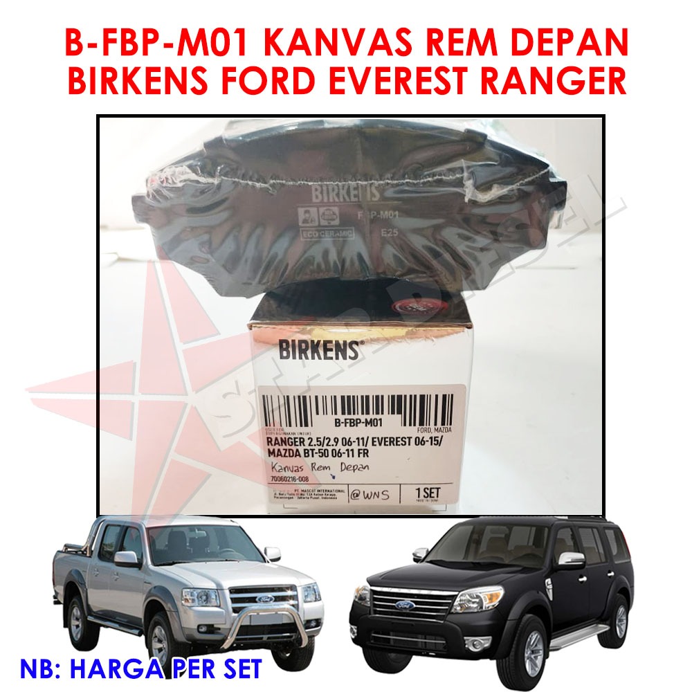 B-FBP-M01 KANVAS REM DEPAN BIRKENS FORD EVEREST RANGER BRAKE PAD DEPAN FORD TDCI TDI