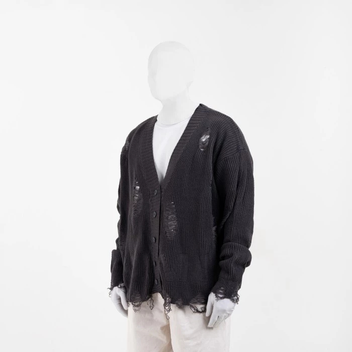 Cardigan - NomadStudio - Distressed Oversized Knit Cardigan