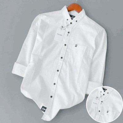 Kemeja Putih Pria lengan panjang / slim fit / kemeja kerja Putih Tulang Polos