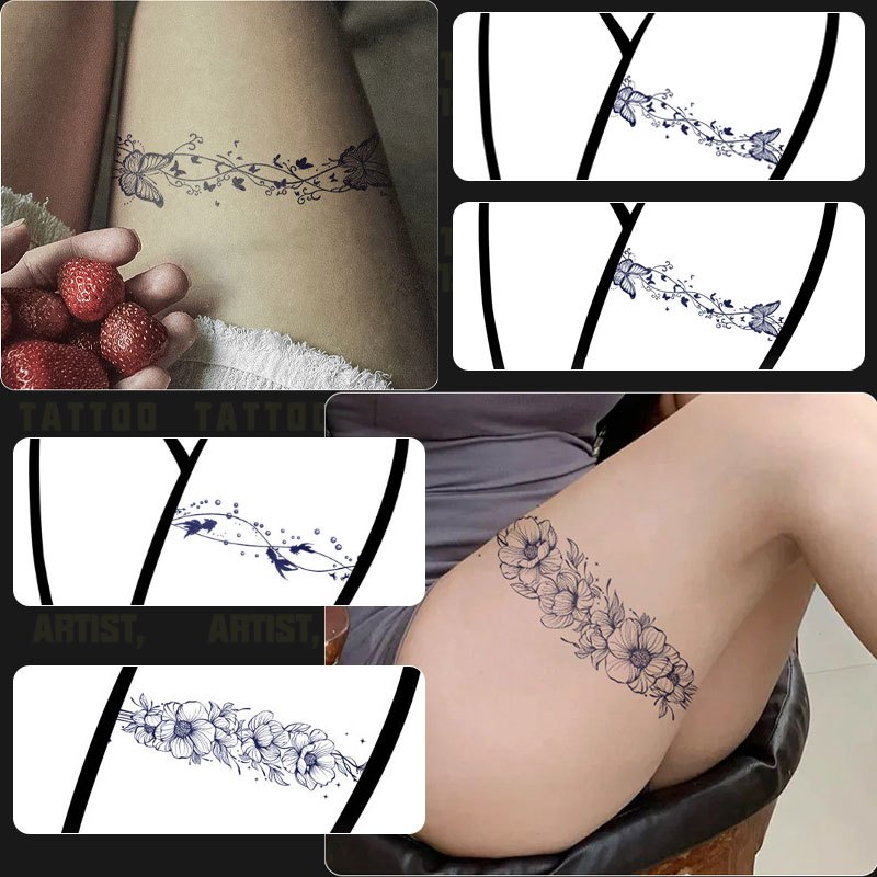 Stiker Tato Temporer Paha | 24 Varian Kreatif Seniman Tato Profesional | Desain Minimalis Elegan/tat