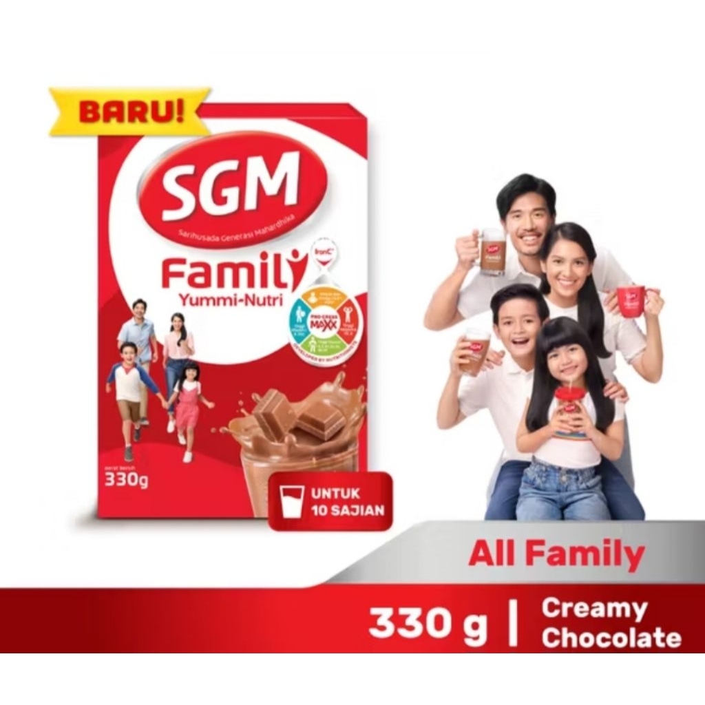 

OBRAL !! SGM Family Yummy Nutri Creamy Chocolate / Vanila 330gr Susu Bubuk Untuk Seluruh Keluarga