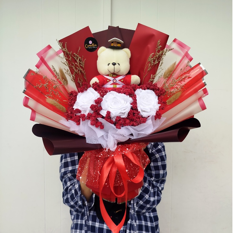 BUKET BONEKA SPPI POLISI BRIMOB TNI (BISA GANTI PROFESI LAIN) FREE NAMA READY STOCK | Buket wisuda a