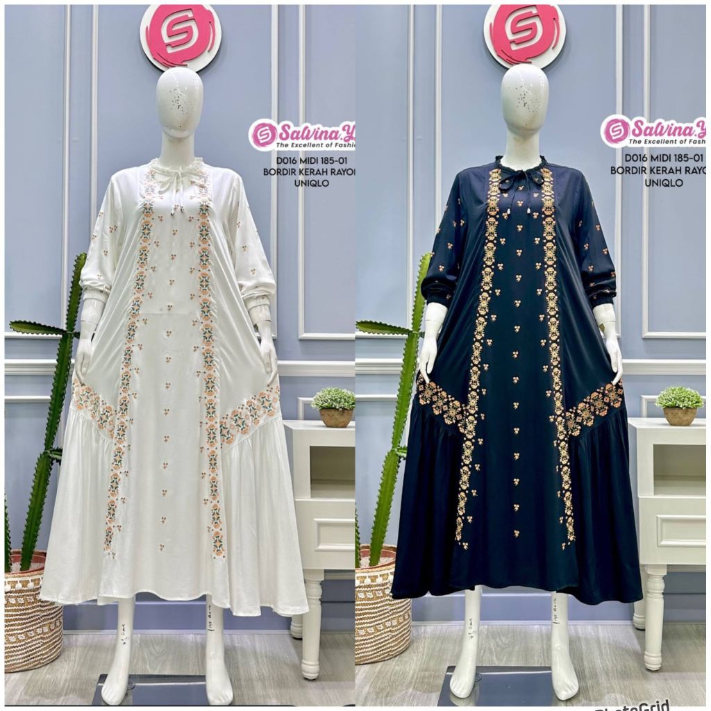 MIDI dress bordir  putih bordir by salvina.ys