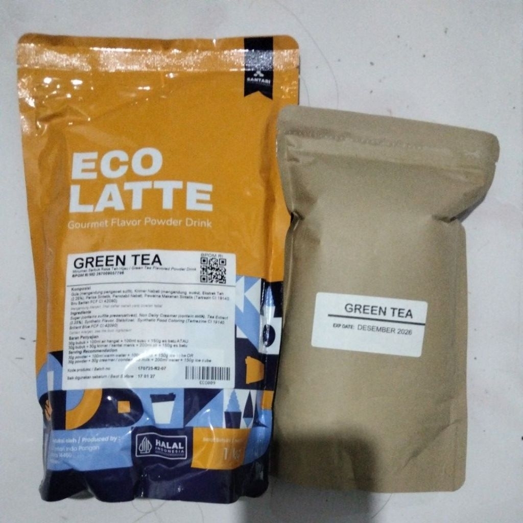 Bubuk Minuman Merk Ecolatte Rasa Green Tea (Ex Cho' Latte)