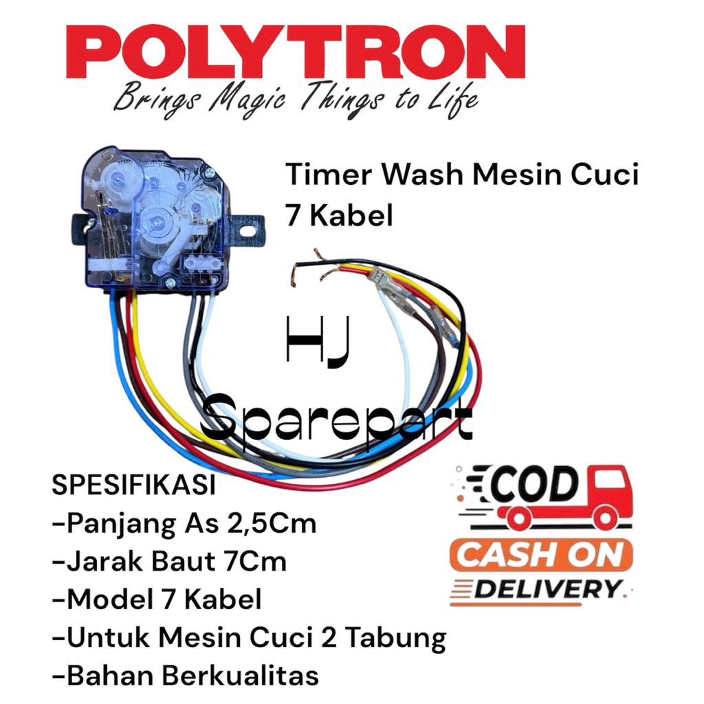 TIMER WASH 7 KABEL MESIN CUCI POLYTRON 2 TABUNG / TIMER MESIN CUCI POLYTRON 7 KABEL