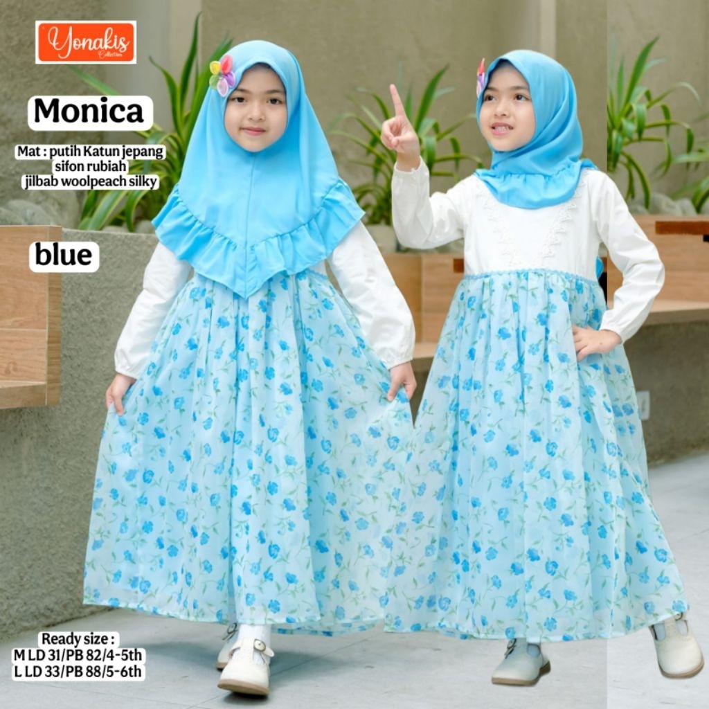SISOL - MONICA SET MAXY DRESS KIDS SYARI - Baju Gamis Anak Katun Jepang Ori Premium mix Sifon Rubiah