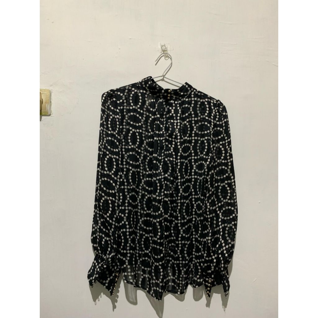 H&M Crinkled Blouse Leopard Print