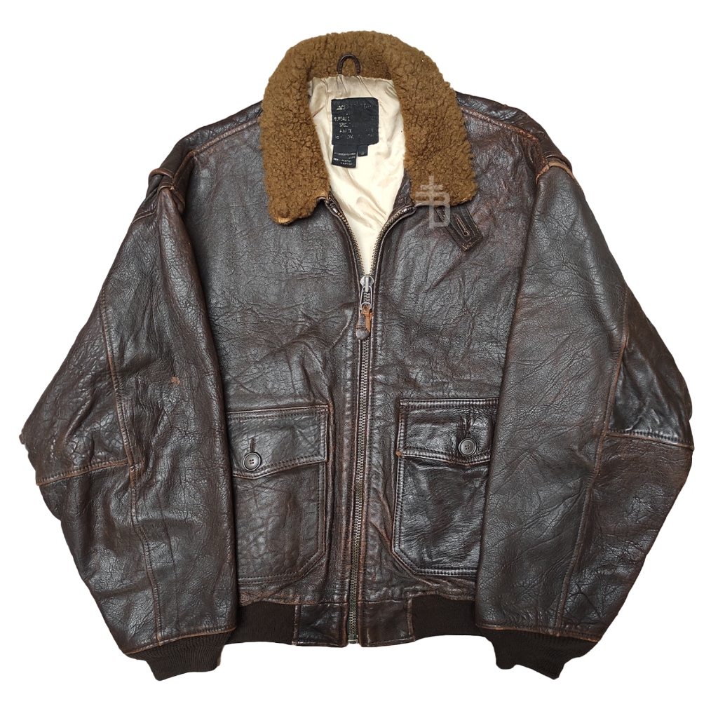 Vintage 90s Avirex G-1 Bomber Pilot Fighter Leather Jacket Jaket Kulit Boxy