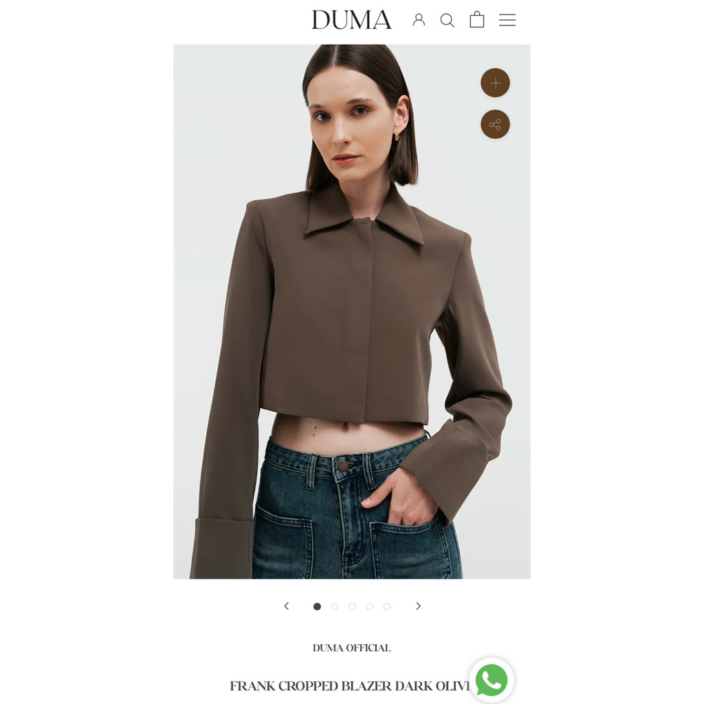 duma frank crop blazer in dark olive all size