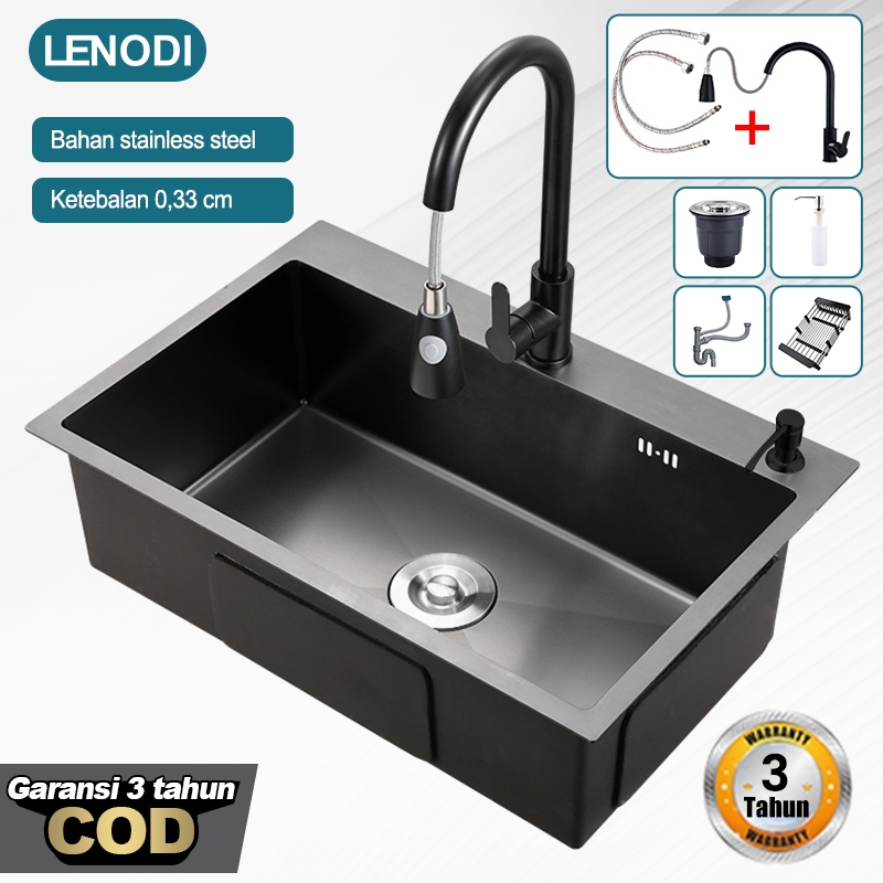 Lenodi / Set Wastafel Dapur Stainless Steel 304/ Bak Cuci Piring/Wastafel/Set Wastafel Dapur Modern 