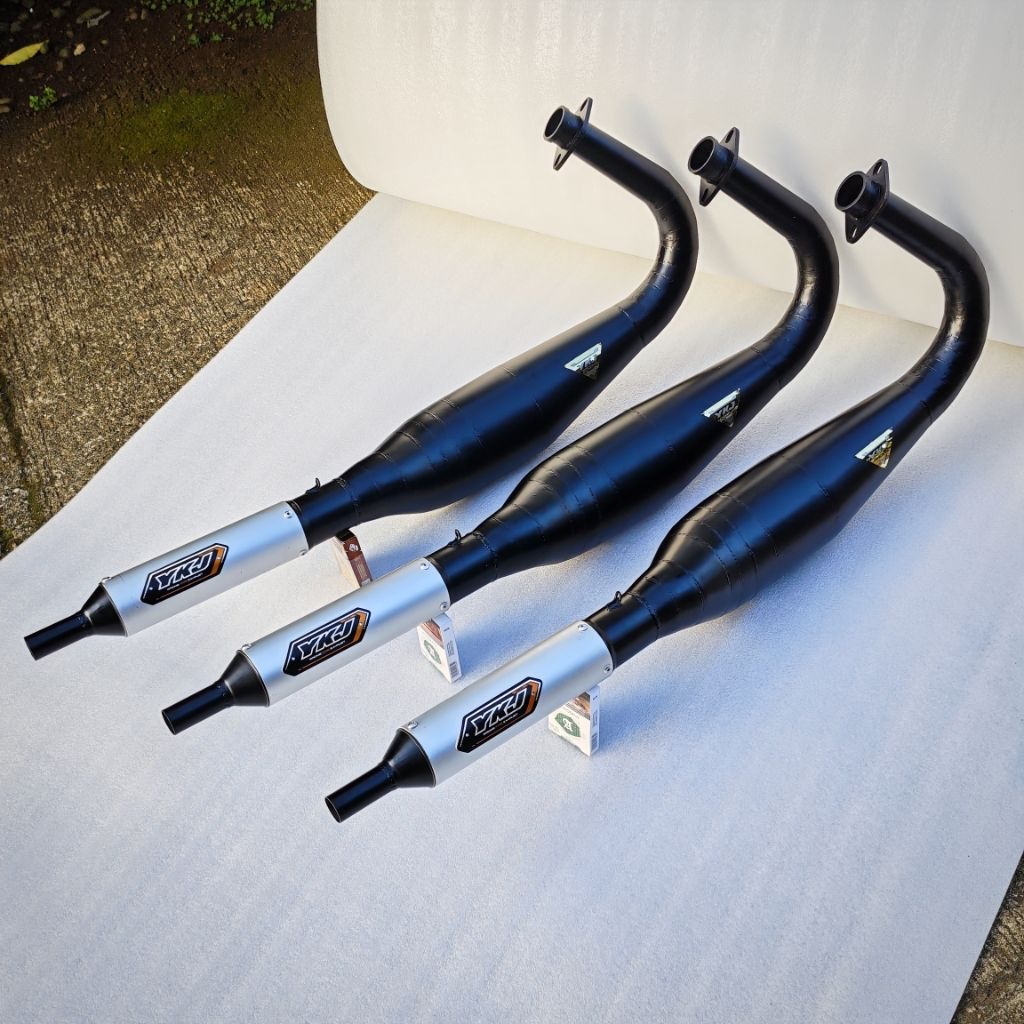 Knalpot YKJ RX KING Kolong Python Black/Hitam Alumunium Super Garing Atas Bawah Bertenaga Original Y