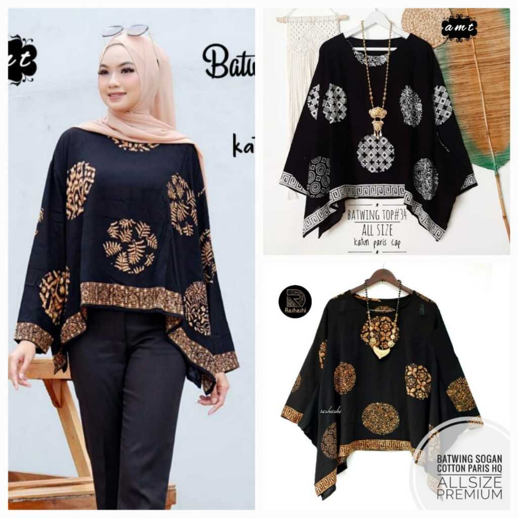 BLUS BATWING BOLA TERBARU BAHAN PARIS ADEM / ATASAN BATIK WANITA TERBARU ALLSIZE ATAU JUMBO / ATASAN
