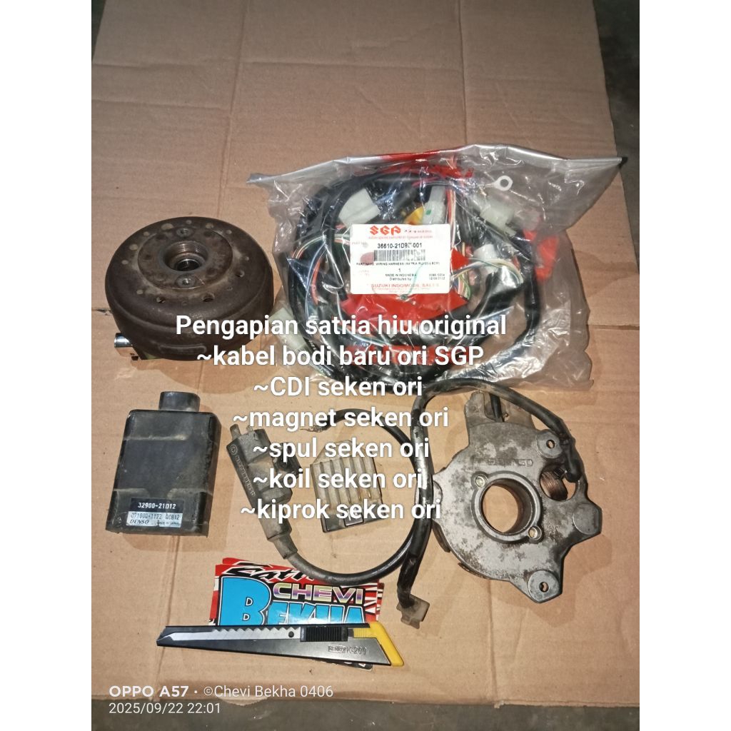 PENGAPIAN SET SATRIA HIU ORIGINAL CDI KOIL KIPROK SPUL MAGNET KABEL BODI SATRIA HIU 2 TAK LSCM ORIGI