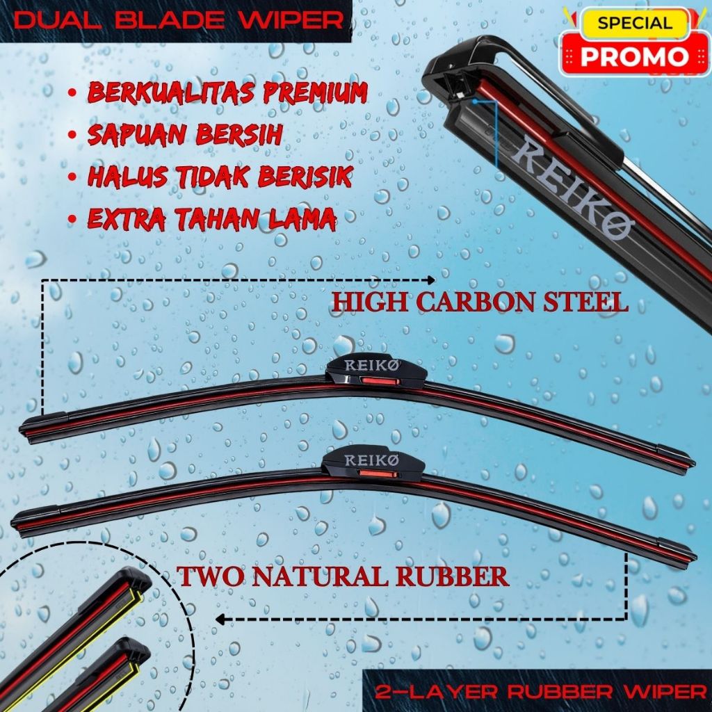 New Hot Deals Wiper Dual Karet Double Blade Universal / Wiper Double Karet / Wiper Frameless / Wiper