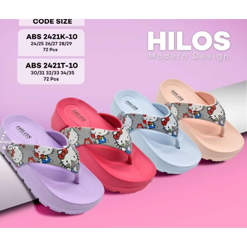 Sandal Jepit Wedges Anak Cewek Karakter Hello Kitty Lucu Viral Terbaru 2025