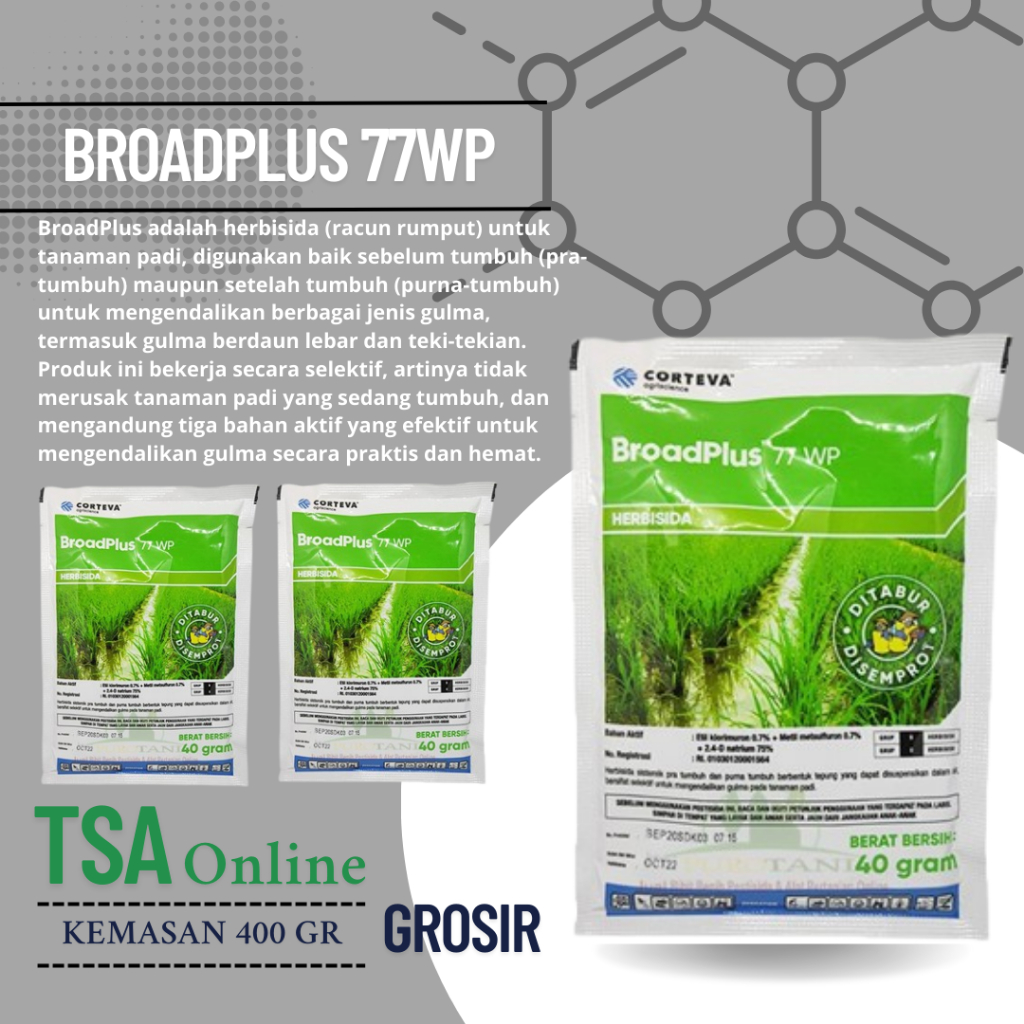 BROADPLUS HARGA GROSIR 10PCS HERBISIDA PADI DARI CORTEVA KEMASAN 40GRAM