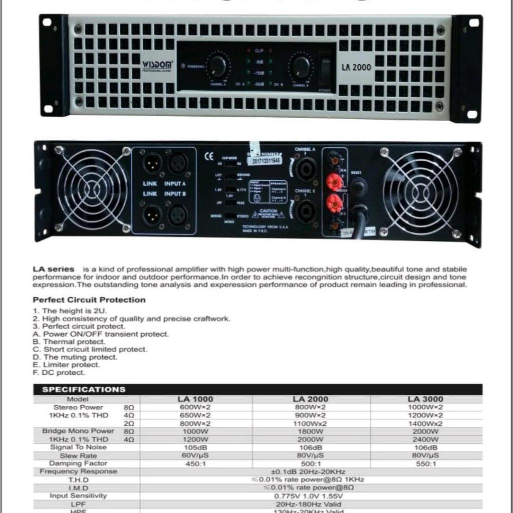 Power Amplyfier Wisdom LA2000 Power Wisdom LA 2000