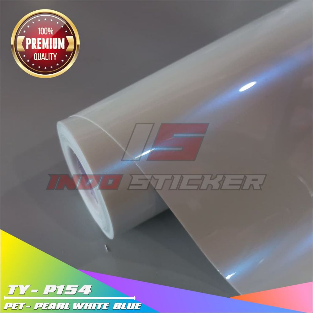 Sticker Skotlet PET Pearl White Blue / Sticker PET Lembayung Pearl White Blue Premium [ROLL]