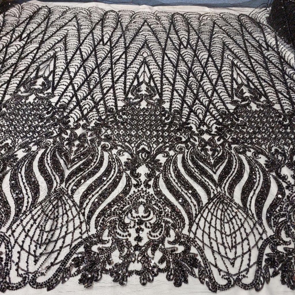 Bahan kain tulle full payet premium 3D payet kebaya pengantin mewah