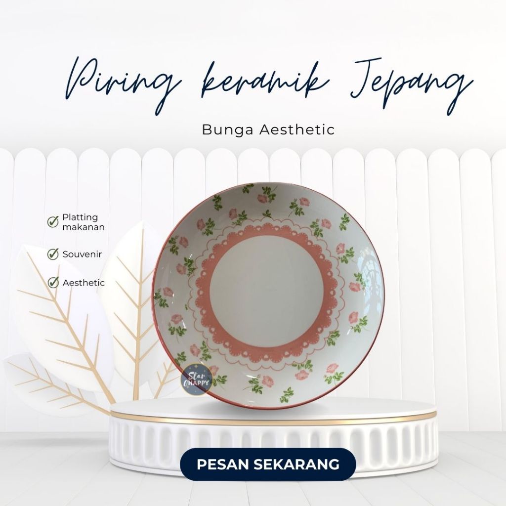 *FREE GIFT* Piring Keramik Jepang motif bunga