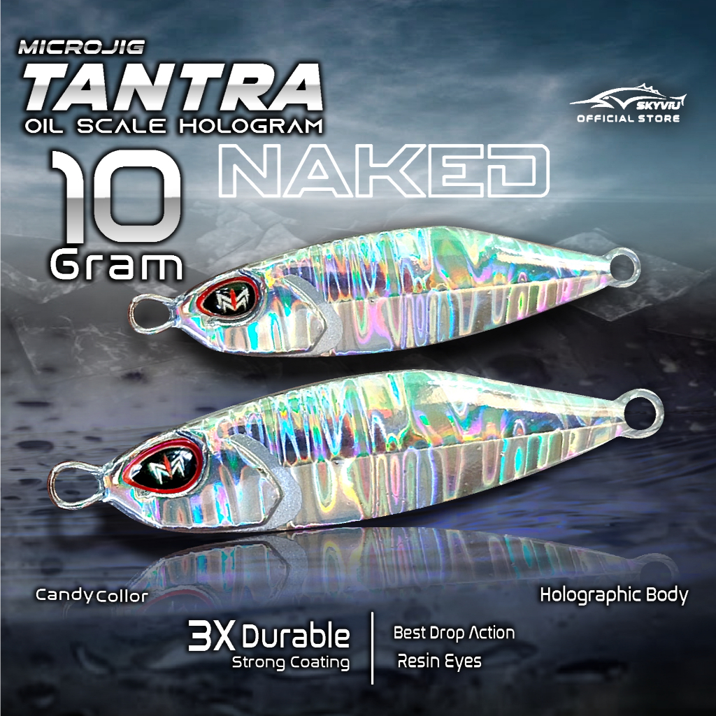 Micro Jig 10 Gram SKYVIU TANTRA Hologram Motif Minyak Naked Silver Metal Jig 10gram Mikro Jig 10gr K