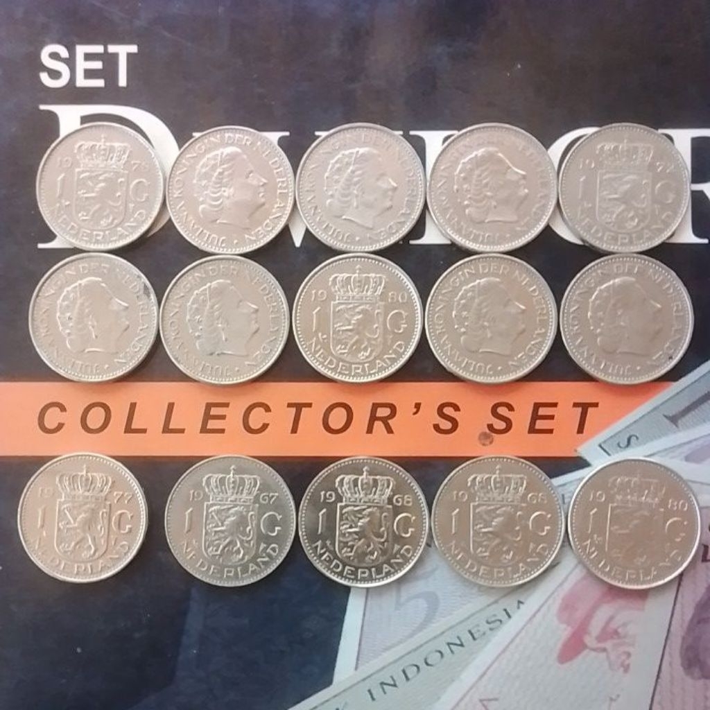 UANG KUNO ORIGINAL KOIN 1 GULDEN RATU JULIANA TAHUN ACAK