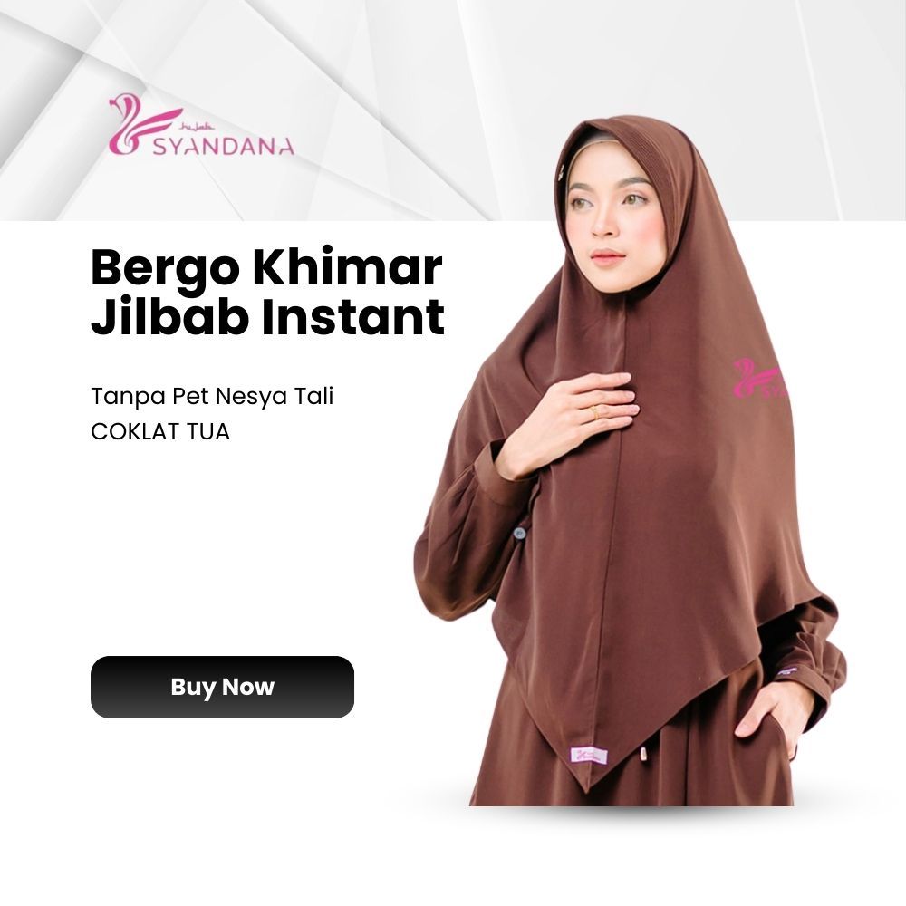 Hijab Syandana - Bergo Khimar Jilbab Instant - Coklat Tua