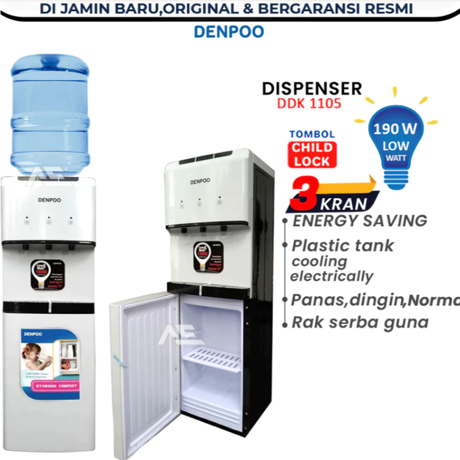 DENPOO DISPENSER DDK 1105 / DDK-1105 (NORMAL, COLD AND HOT) GARANSI RESMI