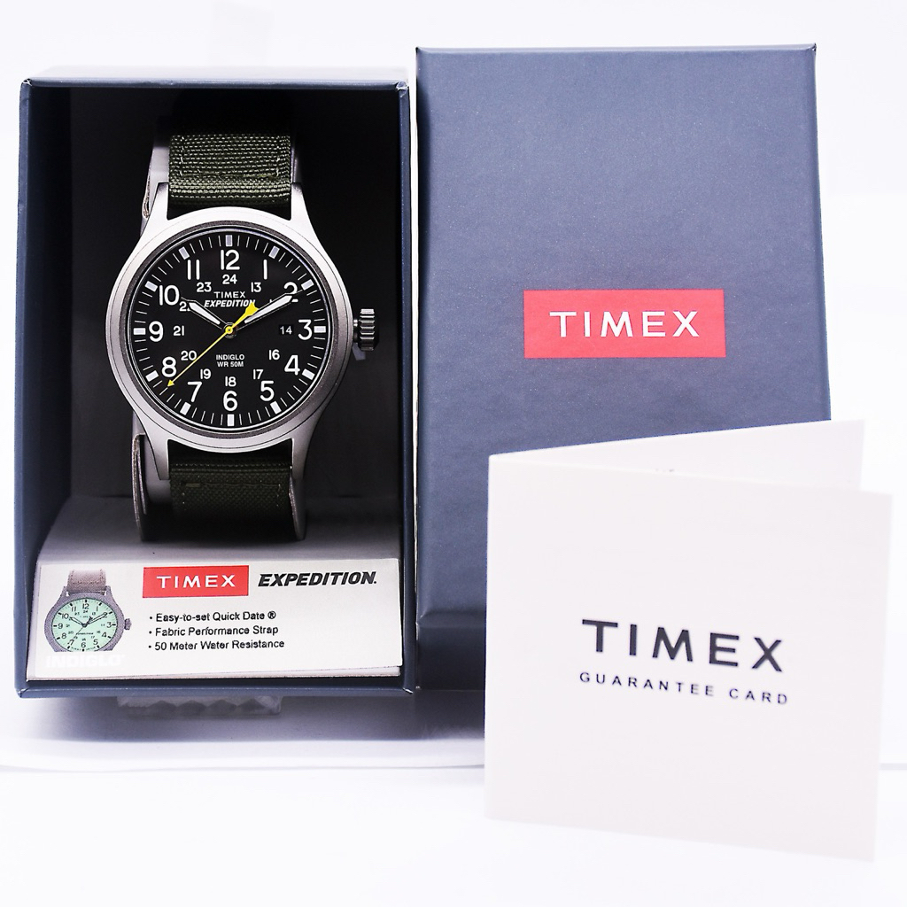 Timex Expedition Scout T49961 Indiglo Black Dial Green Nylon Strap
