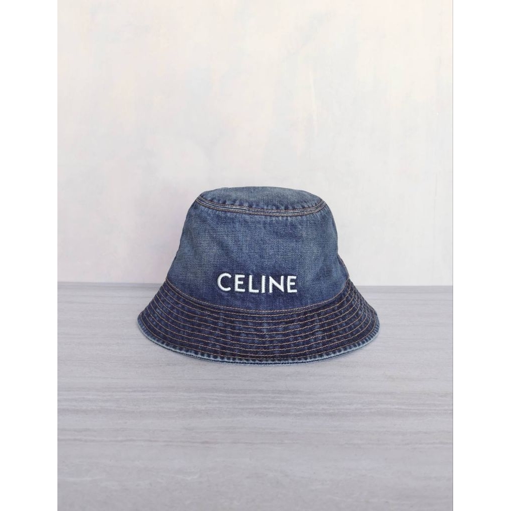Celine logo denim bucket hat