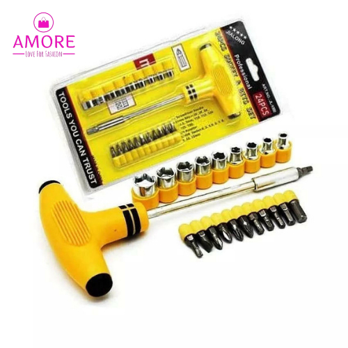 Obeng Kunci T Socket 24 pcs Kunci Sok Obeng Multifungsi OBENG 1 SET KUNCI T KUNCI OBENG MULTIFUNGSI