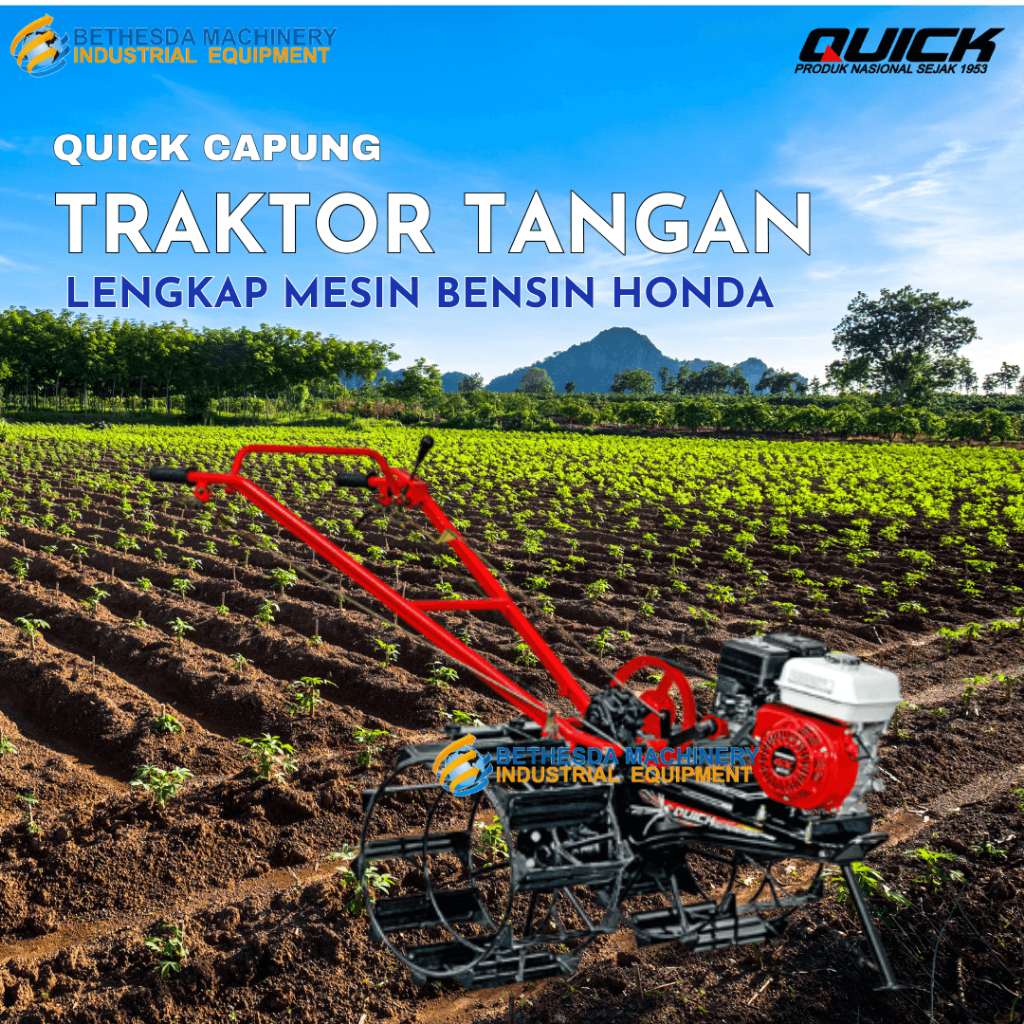 Quick Capung Cultivator Bajak Sawah Lengkap Traktor Mesin Honda GX200