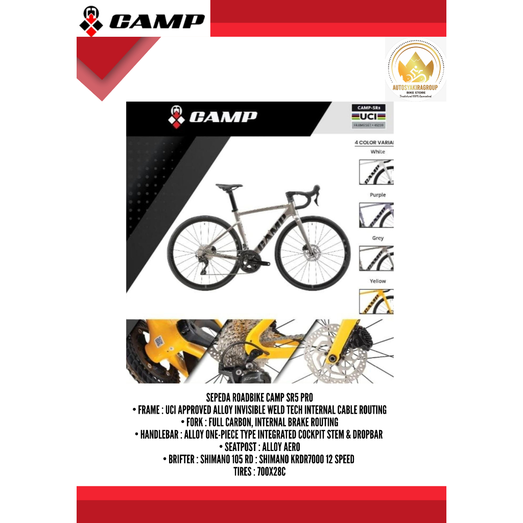 Sepeda Balap Roadbike CAMP SR5 PRO UCI 2 x 12 Speed Shimano 105 Grey Ready