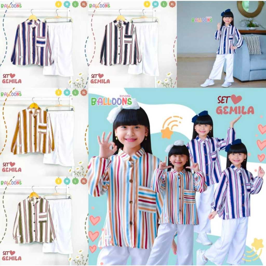 BALLOONS SETELAN BAJU MUSLIM ANAK 1 2 3 4 5 6 TAHUN / BAJU NGAJI ANAK PEREMPUAN